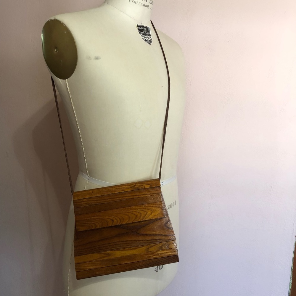 Vintage All Wood Handmade in Korea Handbag, Vintage Wooden Handbag